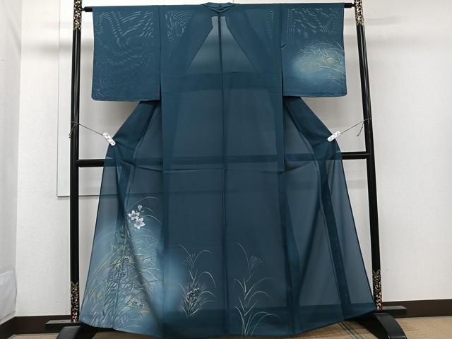 平和屋着物＊夏物　訪問着　絽　枝草花文　暈し染め　銀彩　正絹　逸品　未使用　CABI3964xi