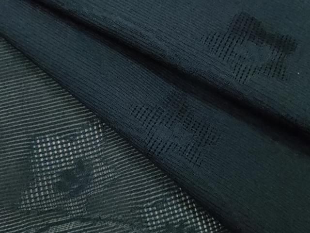 平和屋着物＊夏物　色無地　絽　草花紋紗　紺色　正絹　逸品　CABH7961ze