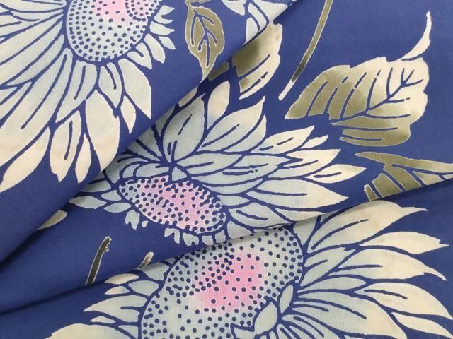 平和屋着物＊夏物　浴衣　着尺　注染　向日葵　ひまわり　綿　逸品　未使用　DABH2524zzz