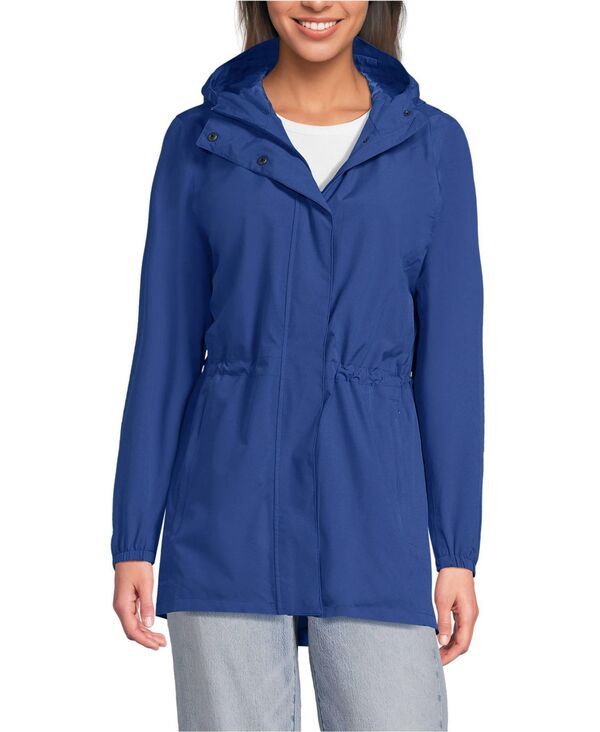 ランズエンド レディース アウター ジャケット・ブルゾン コート Lands End Womens Waterproof Hooded Packable Raincoat Sapphire サファイア