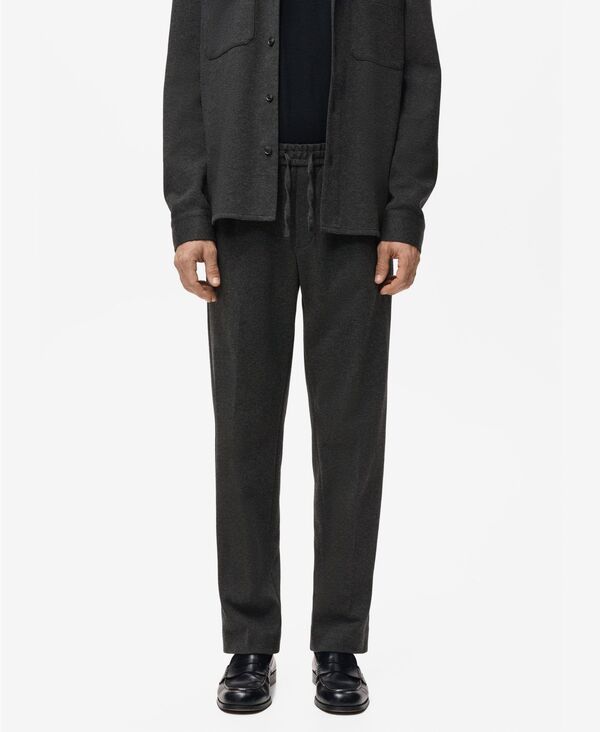 マンゴ メンズ ボトムス カジュアルパンツ コットン ジョガーパンツ MANGO Mens Cotton Drawstring Joggers Pants Dark Heather Gray グレー