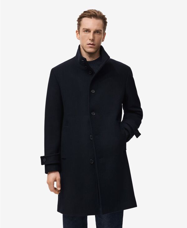 マンゴ メンズ アウター ジャケット・ブルゾン スタンドネック ウール コート MANGO Mens Wool Funnel Neck Coat Navy ネイビー