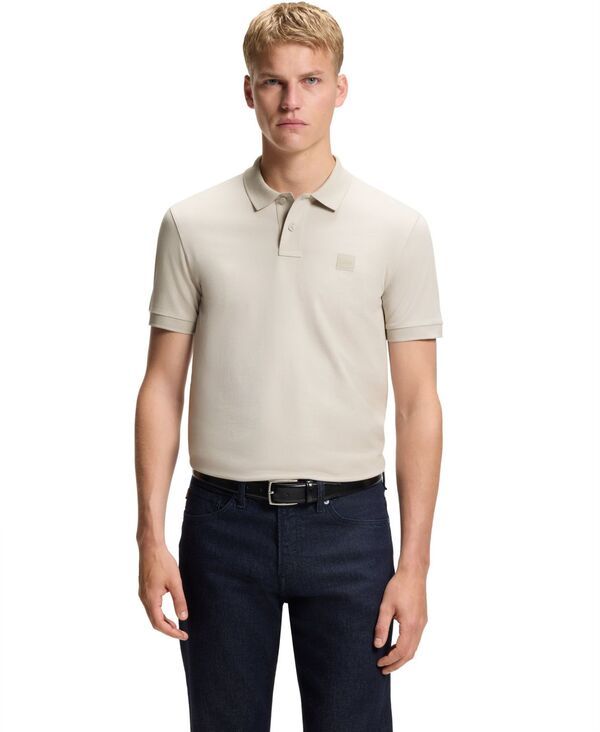ヒューゴボス メンズ トップス ポロシャツ コットン Hugo Boss MenstretchCotton SlimFit Polo Shirt Open Gray グレー