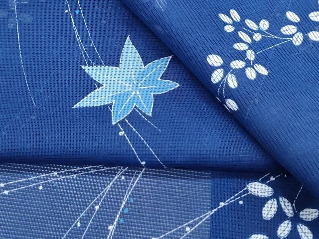 平和屋着物＊夏物　小紋　絽　楓草葉文　洗える着物　CABI1598th