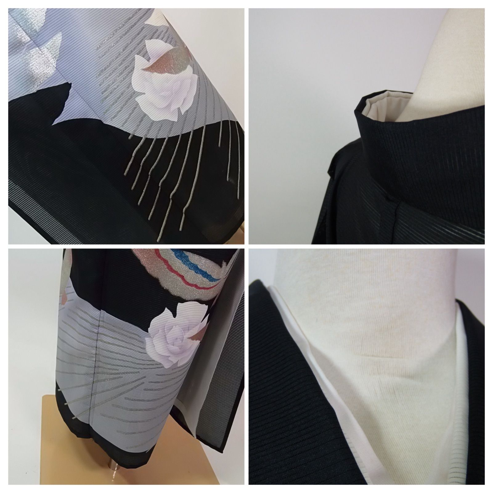 飛鳥舞う夏 駒絽 黒留袖 飛鳥文様 波文様 銀彩 五つ紋 比翼・袖襦袢付