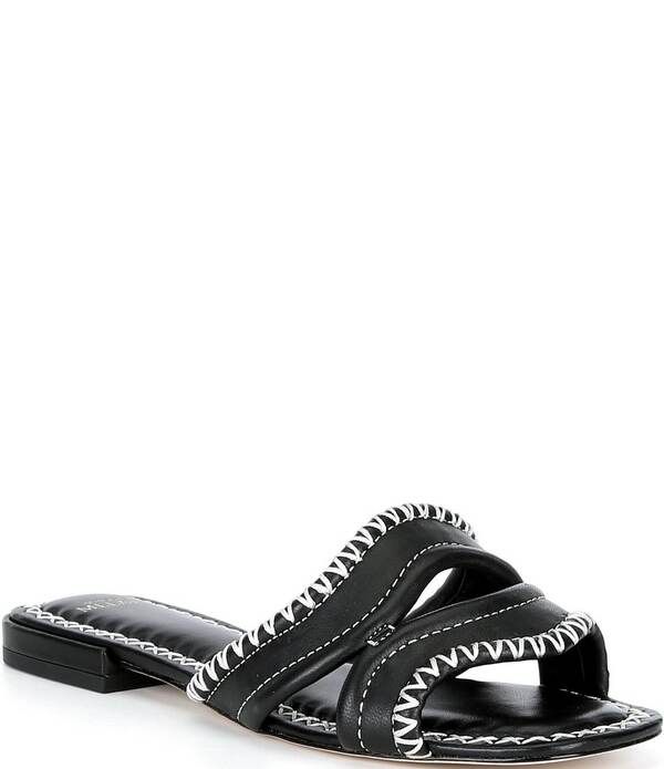 アントニオ メラーニ レディース シューズ パンプス サンダル レザー Antonio Melani Renley Leather Crosstitch Flat Sandals Black ブラック 19,511円