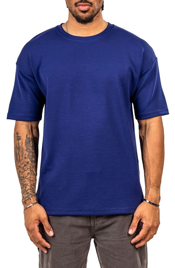 マセオ メンズ トップス Tシャツ クルーネック Maceoo Ascensionsolid 0103 Blue Crewneck TShirt Blue ブルー