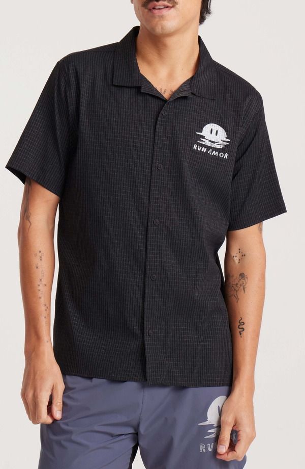 ローアク メンズ トップス シャツ Roark Bless Up Trail Performance Short Sleeve ButtonUp Shirt Black ブラック