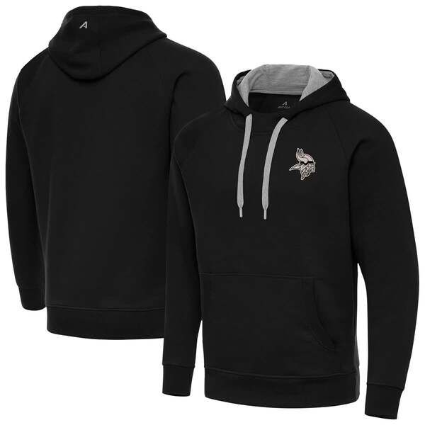 アンティグア メンズ アウター ジャケット・ブルゾン パーカー Mens Antigua Black Minnesota Vikings Brushed Carbon Victory Pullover