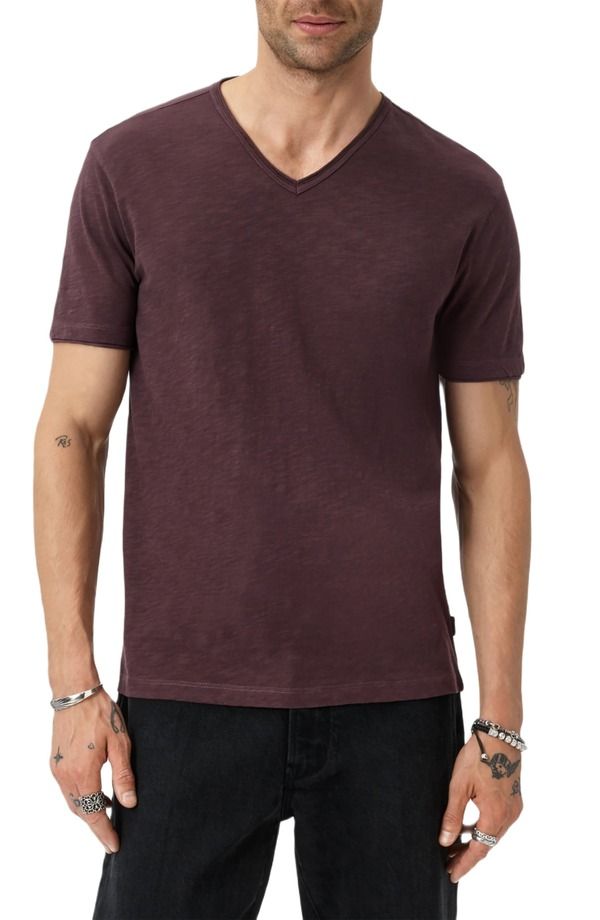 ジョンバルベイトス メンズ トップス Tシャツ コットン John Varvatos Mileslub Organicotton TShirt Plum プラム