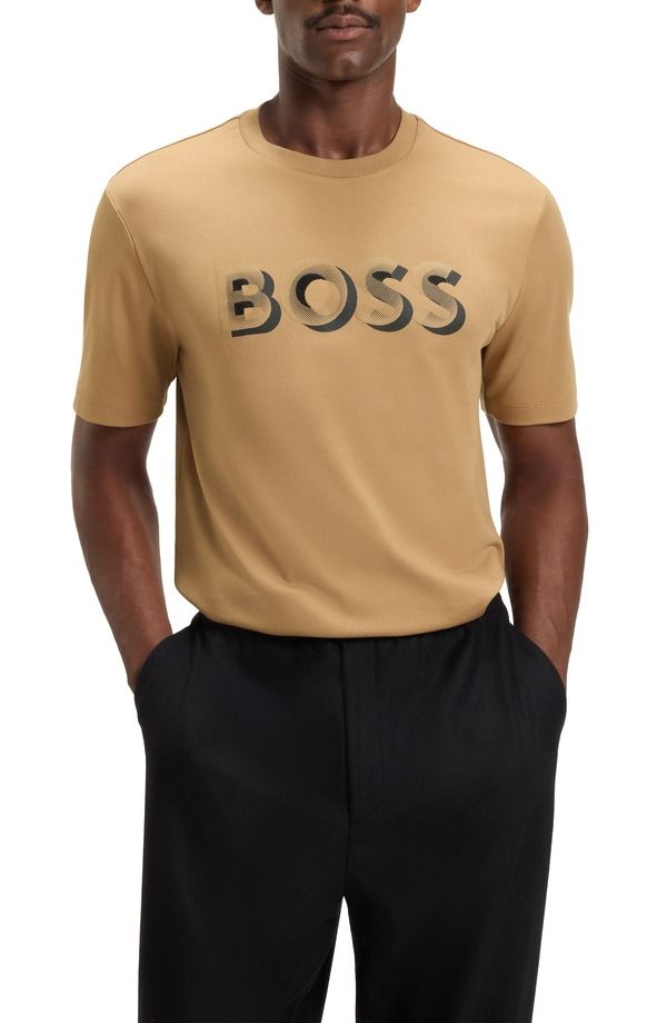 ボス メンズ トップス Tシャツ コットン ロゴ グラフィック BOSS Thompson Cotton Logo Graphic TShirt Medium Beige ベージュ 25,060円