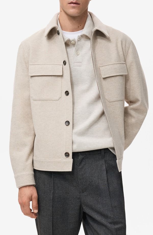 マンゴ メンズ アウター ジャケット・ブルゾン シャツ MANGO Flannel Pocket Overshirt Sand サンド 24,272円