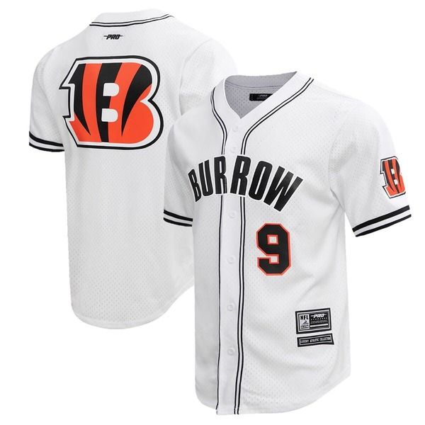 プロスタンダード メンズ トップス Tシャツ メッシュ Mens Pro Standard Joe Burrowhite Cincinnati Bengals Mesh Baseball Button