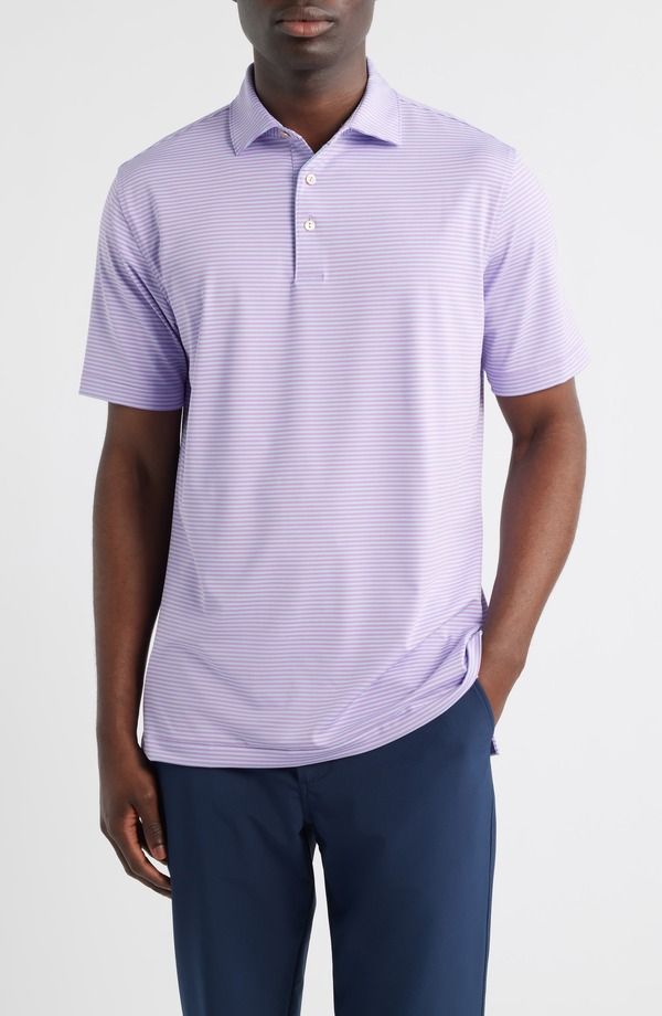 ピーター・ミラー メンズ トップス ポロシャツ ジャージー Peter Millar Halestriperformance Jersey Polo Purple Iris パープル