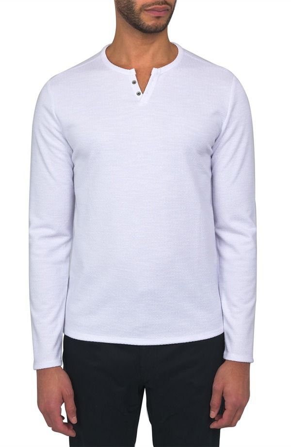 ダブリューアールケー メンズ トップス Tシャツ コットン WRK Lucerine White Waffle Cotton Modal Henley White ホワイト