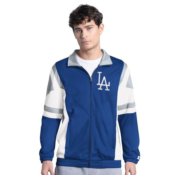 スターター メンズ アウター ジャケット・ブルゾン MenstarteroyalGray Los Angeles Dodgers Contender Tricot FullZip Track Jack
