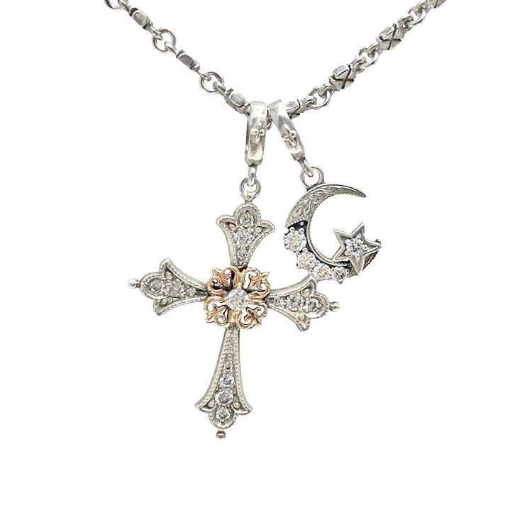 Loree Rodkin ローリーロドキン CROSS PENDANT Crescent MOON STAR