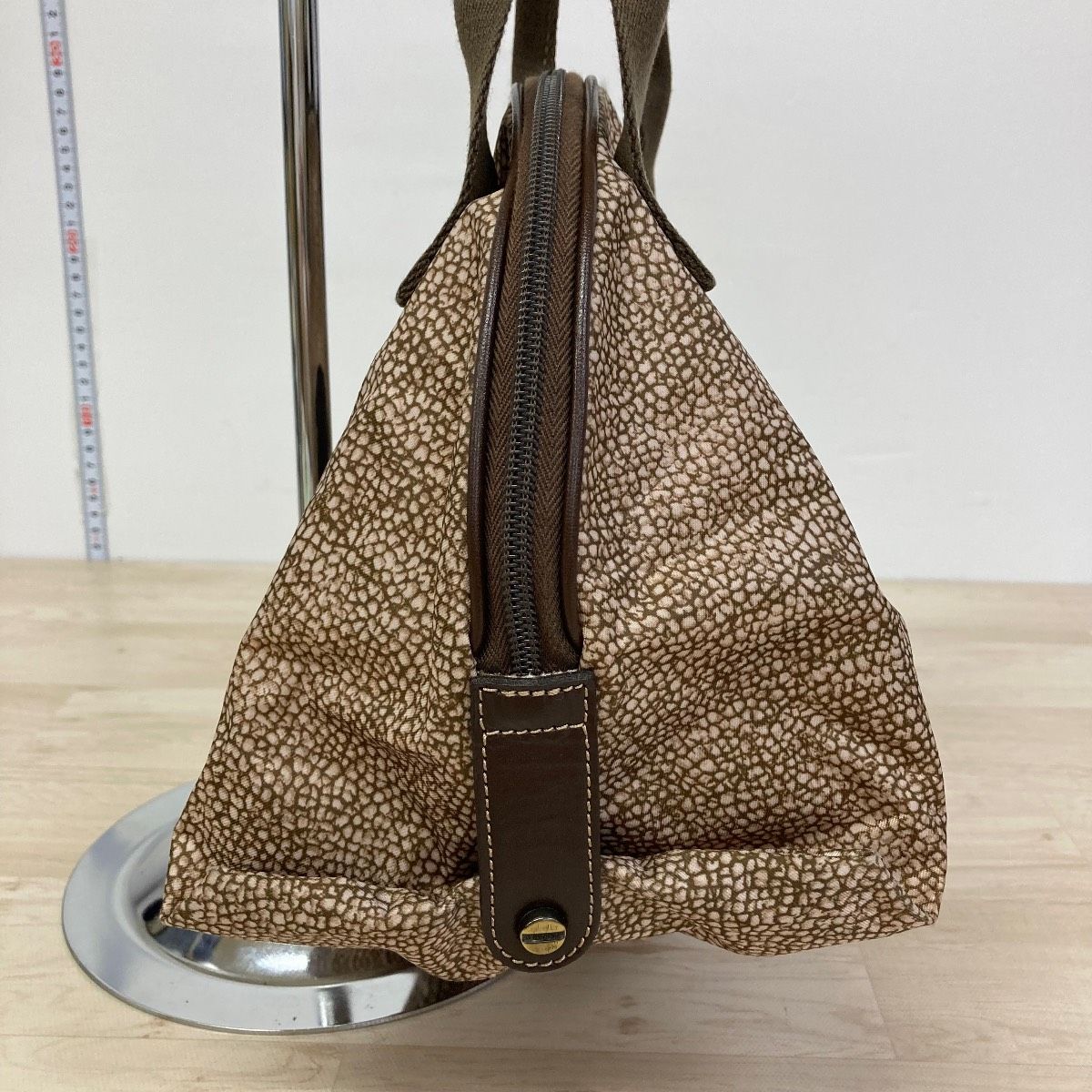 美品 BORBONESE/ボルボネーゼ ハンドバッグ うずら柄 ブラウン系 総柄 