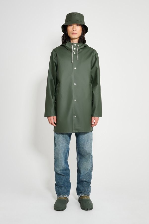 ストゥッテルハイム レディース アウター ジャケット・ブルゾン コート Stutterheim Stockholm Long Sleeve Hooded Raincoat Green グリーン