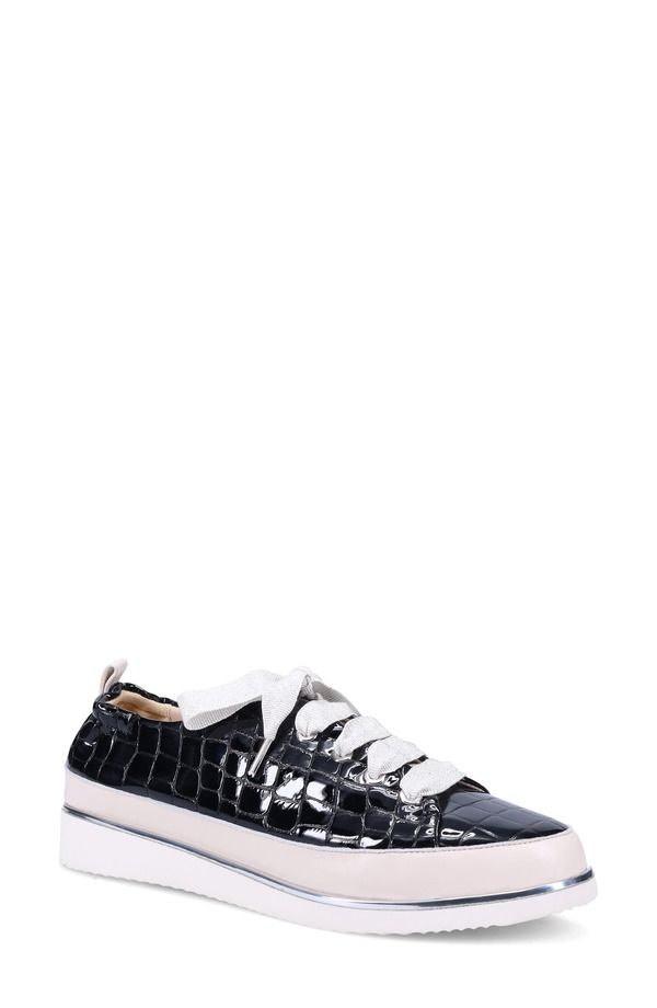 ロンホワイト レディース シューズ スニーカー レザー Ron White Novellavara Croc Embossed Leather Sneaker Onyx 81,290円