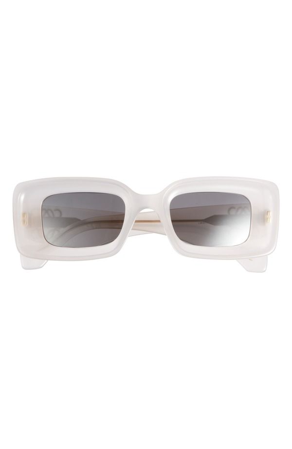 ロエベ レディース アクセサリー サングラス・アイウェア Loewe Chunky Anagram 46mm Rectangular Sunglasses Ivory Smoke Mirror アイボ