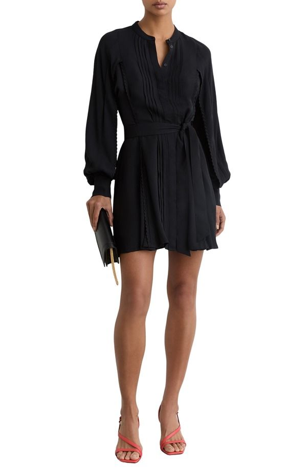 レイス レディース トップス ワンピース ミニ Reiss Eliana Long Sleeve Tie Belt Minidress Navy ネイビー 62,590円