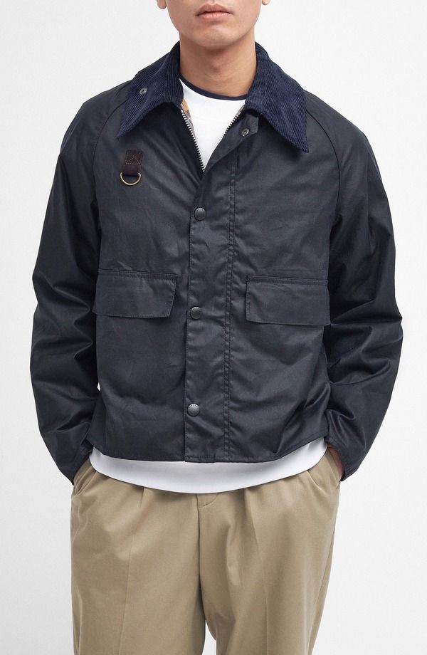 バブアー メンズ アウター ジャケット・ブルゾン コットン Barbour Spey Slim Waxed Cotton Jacket Navy ネイビー