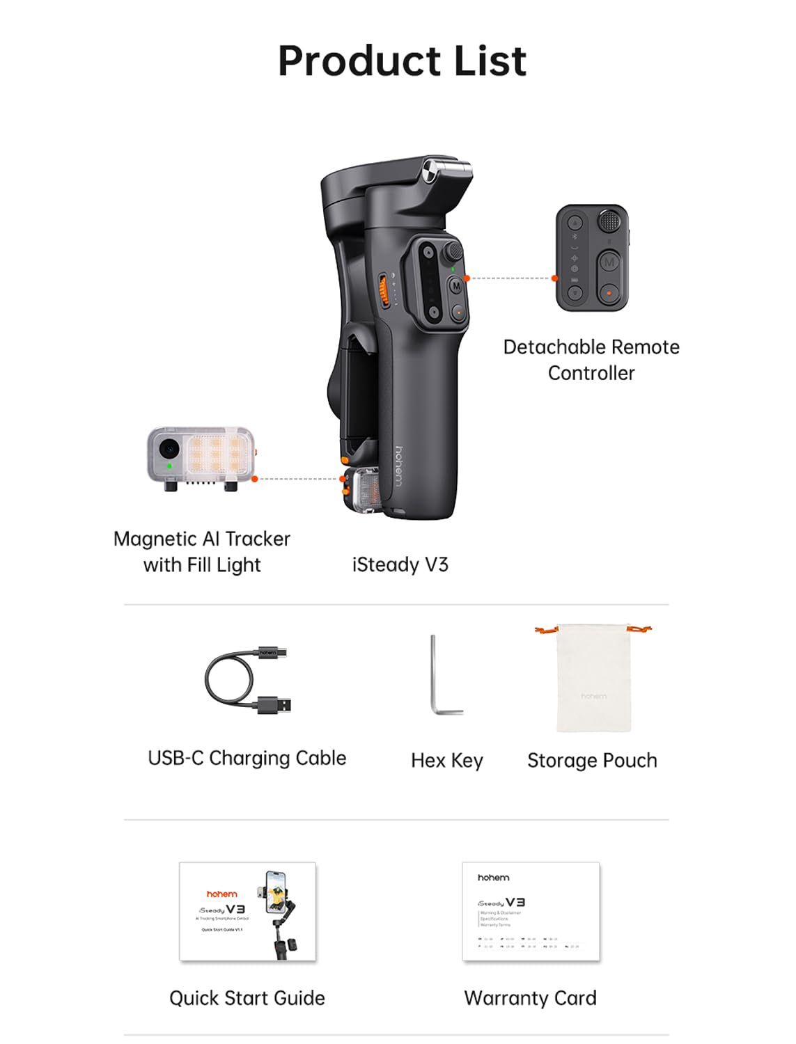 hohem V3 スマホジンバル 3軸ポータブルスタビライザー AIトラッカー