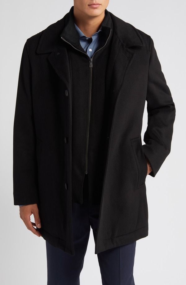 ハート シャフナー マルクス メンズ アウター ジャケット・ブルゾン ウール コート Hart Schaffner Marx MacBeth Wool Blend Coat with Biblack