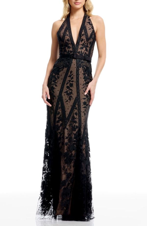 ドレスザポプレーション レディース トップス ワンピース 刺繍 レース ホルター Dress the Population Devin Embroidered Lace Halter Eveningo 75,240円