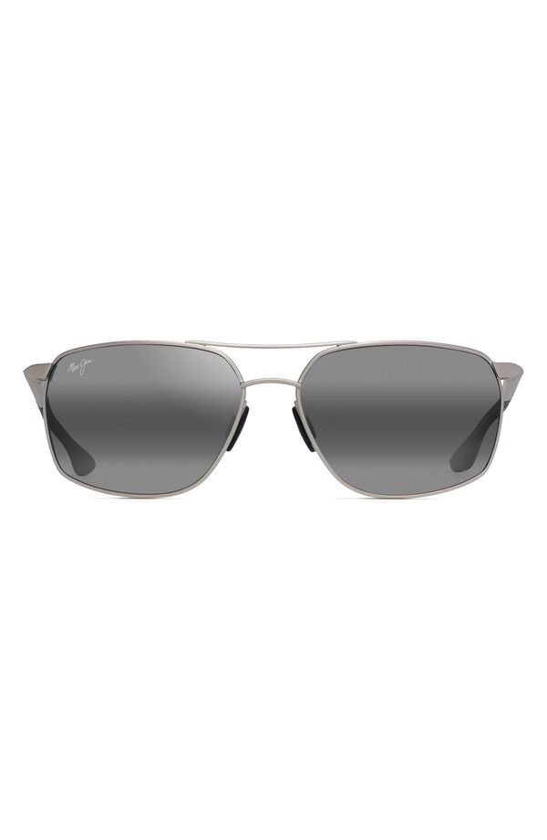 マウイジム メンズ アクセサリー サングラス・アイウェア Maui Jim Puu Kukui 58mm Polarized Rectangle Sunglassesilver シルバー