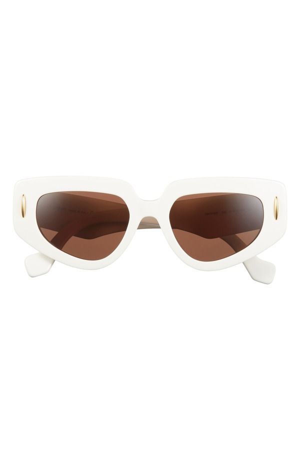 ロエベ レディース アクセサリー サングラス・アイウェア Loewe Anagram 51mm Geometric Sunglasses Ivory Brown アイボリー