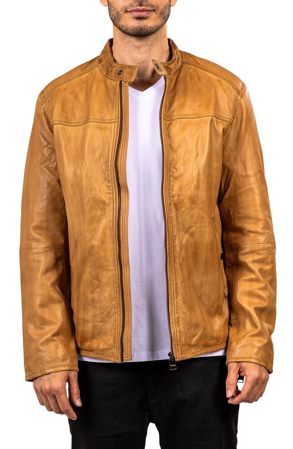 マセオ メンズ アウター ジャケット・ブルゾン レザー Maceoo Washed Brown Lambskin Leather Jacket Brown ブラウン 60,390円