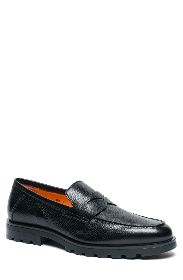 サントーニ メンズ シューズ ローファー Santoni Rock Penny Loafer Black ブラック