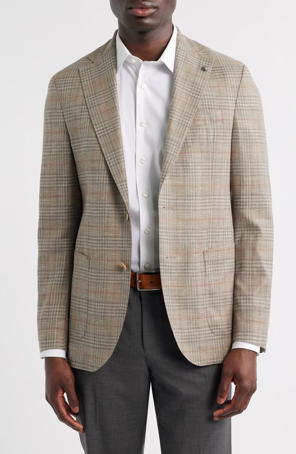 ジャックビクター メンズ アウター ジャケット・ブルゾン ウール コート ニット Jack Victor Hampton Tan Glen Checknit Wool Sport Coatan タン