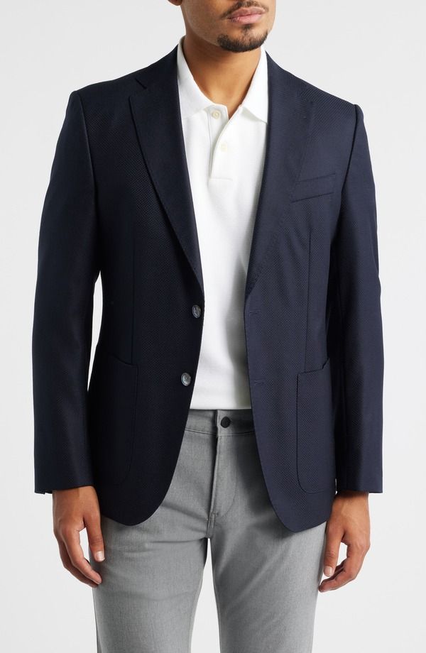ボス メンズ アウター ジャケット・ブルゾン スリムフィット ウール コート BOSS Huston Slim Fit Virgin Wool Sport Coat Dark Blue ブルー