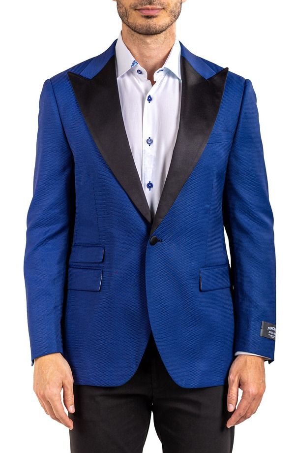 マセオ メンズ アウター ジャケット・ブルゾン サテン コート Maceoo Ascencion Satin Lapel Sport Coat Blue ブルー
