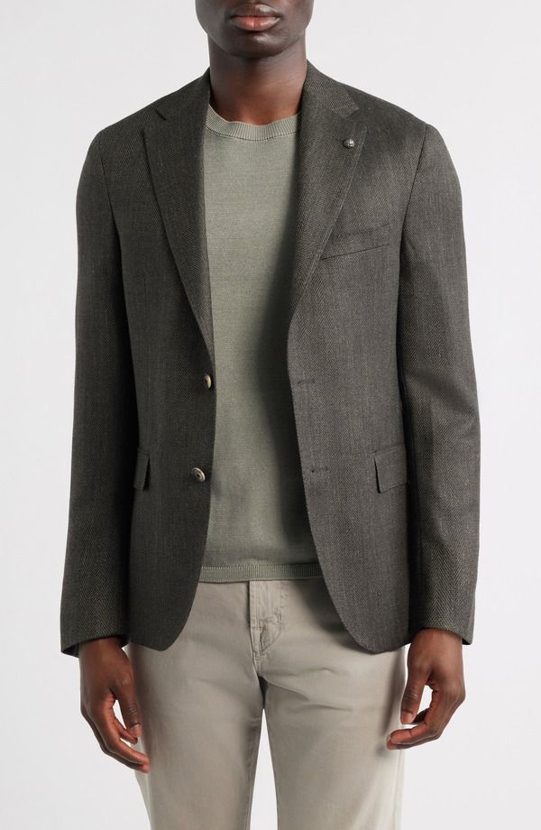 ジャックビクター メンズ アウター ジャケット・ブルゾン ウール コート Jack Victor Midland Contemporary Fit Olive Green Wool Blend Her