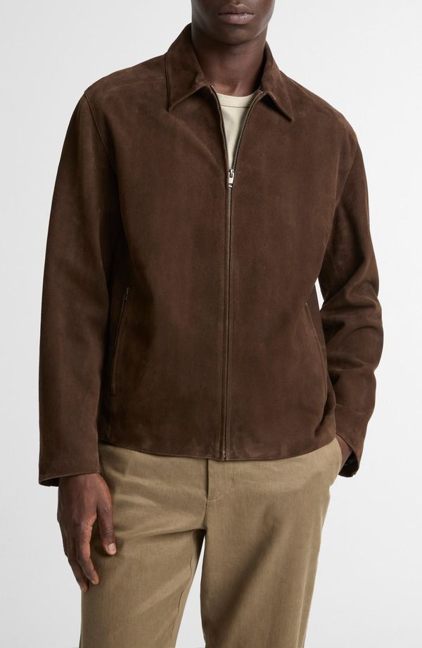 ヴィンス メンズ アウター ジャケット・ブルゾン ミニ スエード Vince Minimal Moto Suede Zip Jacket Espresso
