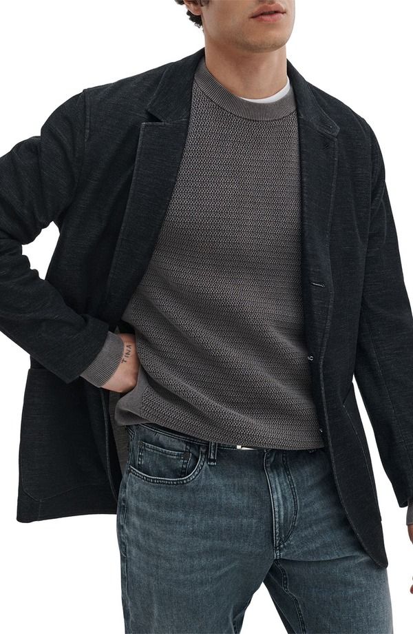 ラグアンドボーン メンズ アウター ジャケット・ブルゾン コットン ブレザー ニット rag bone Vincent Cotton Knit Blazer Charcoal チャコール