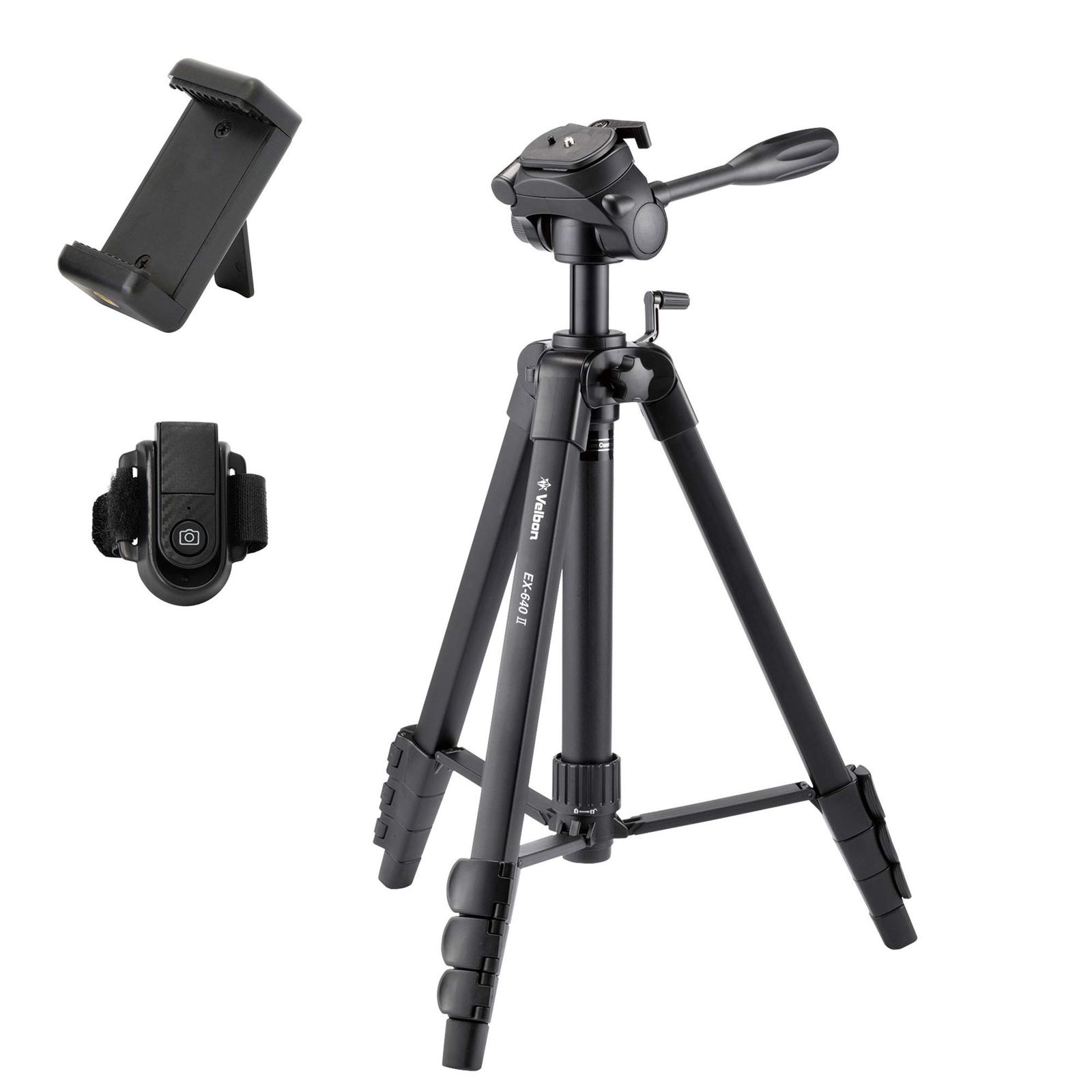 ベルボン Velbon ファミリー三脚 EX-640 II AZ 4段 レバーロック 全高170cm 脚径26mm 中型 3Way雲台 DIN規格クイックシュー対応 アルミ脚 脚カラー黒 017915500587