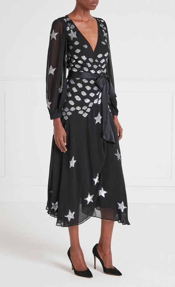 テンパリーロンドン レディース トップス ワンピース Temperley London Etoile Wrap Dress Black Mix ブラック