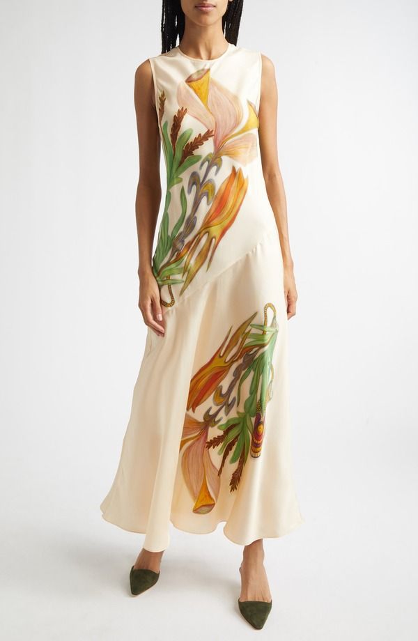ウラ・ジョンソン レディース トップス ワンピース ミディ シルク Ulla Johnson Gaea Botanical Silk Midi Dress Inner Nature