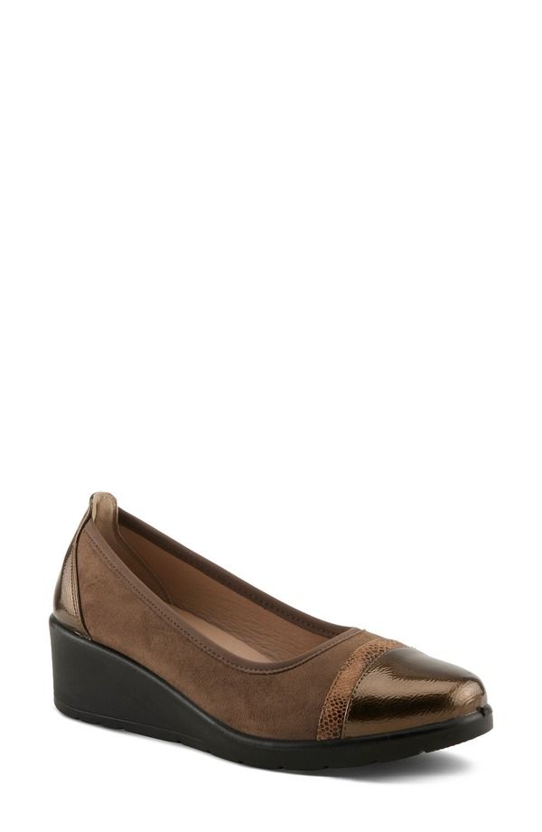 フレクサス レディース シューズ パンプス プラットフォーム キャップ Flexus by Spring Step Macadi Cap Toe Platform Wedge Pump Bronze