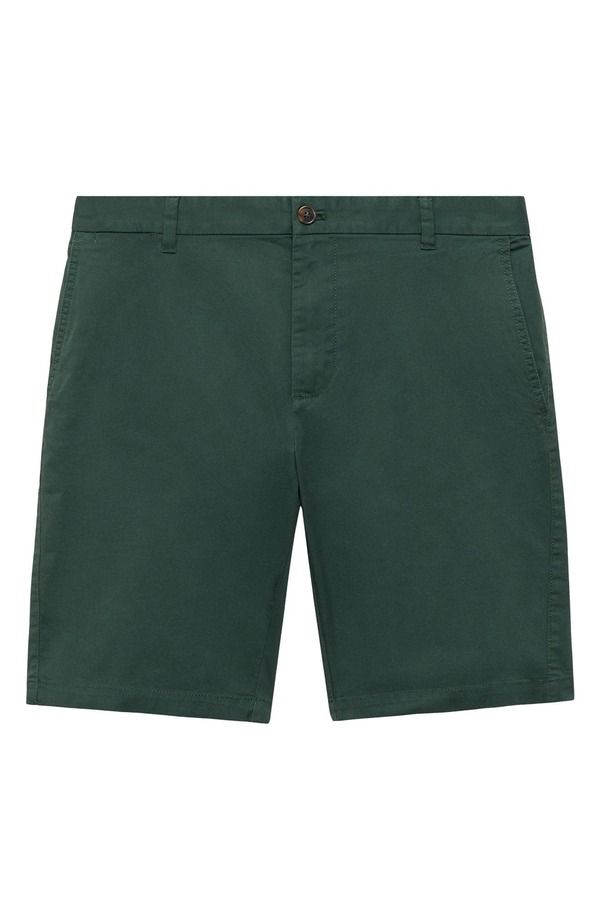 マンゴ メンズ ボトムス ハーフパンツ・ショーツ スリムフィット ショートパンツ MANGO Slim Fit Flat Front Bermuda Chino Shorts Dark Green グ