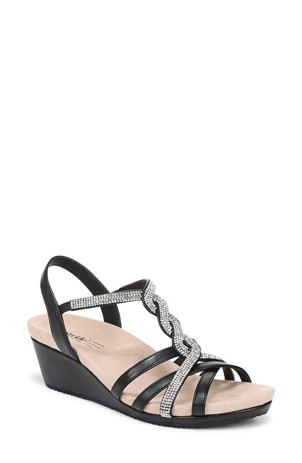 ライフストライド レディース シューズ ヒール サンダル LifeStride Miami Slingback Wedge Sandal Black ブラック