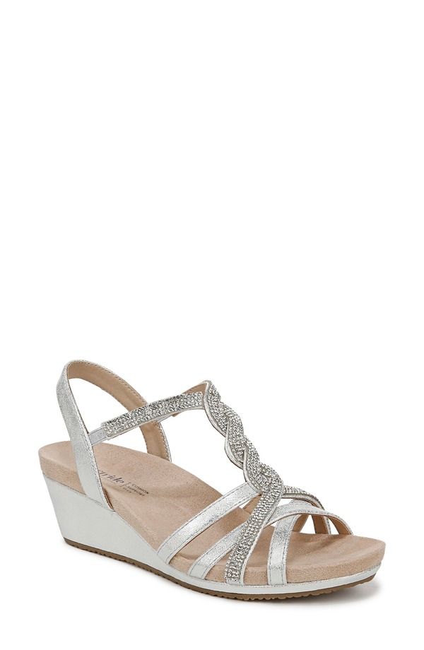 ライフストライド レディース シューズ ヒール サンダル LifeStride Miami Slingback Wedge Sandal Silver シルバー