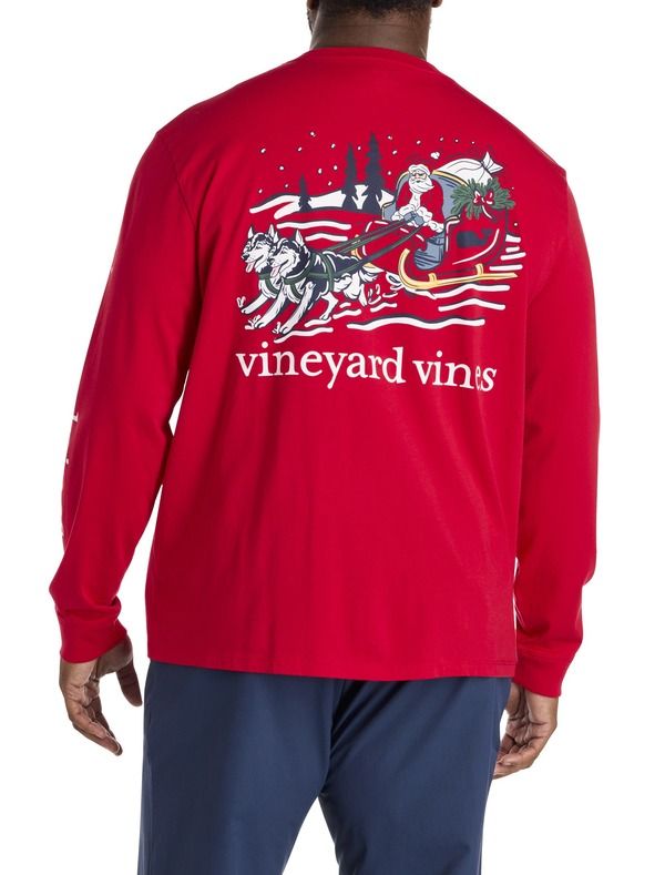 ヴァインヤードヴァインズ メンズ トップス Tシャツ トール 長袖 グラフィック vineyard vines Big Tall Santa Paws LongSleeve Graphic TShir