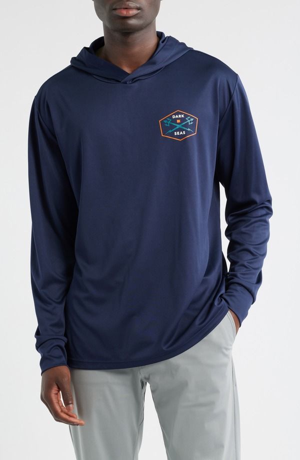 ダークシーズ メンズ トップス Tシャツ DARK SEAS Progressive UPF Hooded Long Sleeve TShirt Navy ネイビー