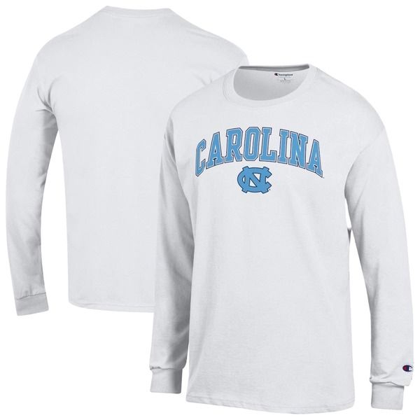 チャンピオン メンズ トップス Tシャツ ロゴ ヒール MensChampion White North Carolina Tar Heels Arch Over Logo Long Sleeve T